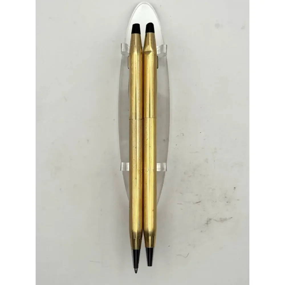 Cross 1/20 10kt and 1/20 12kt - Gold Filled Pen and Pencil - Dented Case on one